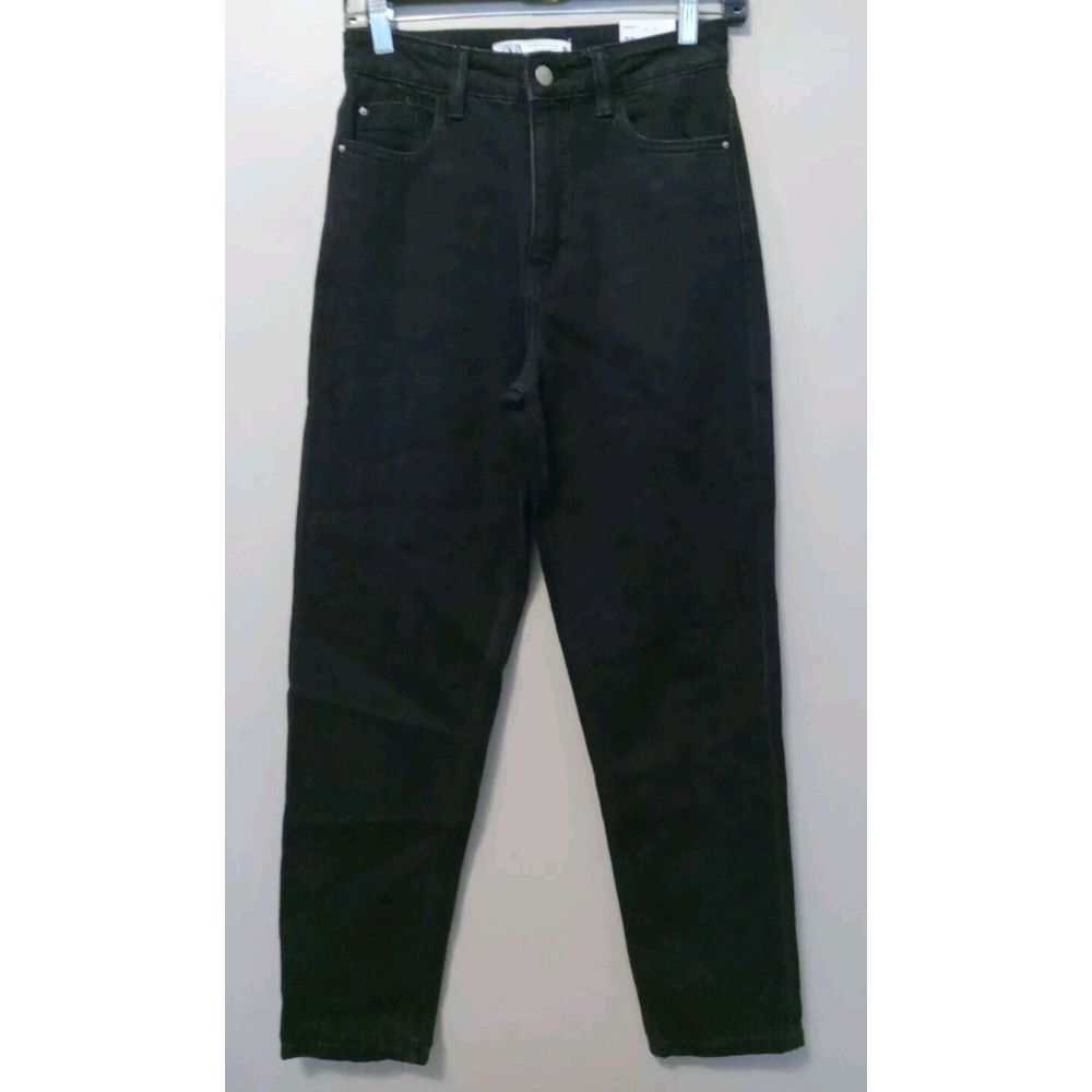 Zara Women Black Wash Mom Fit Denim Jeans Size 4